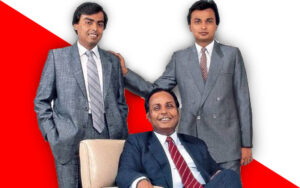 Mukesh ambani with Dhiru bhai ambani 